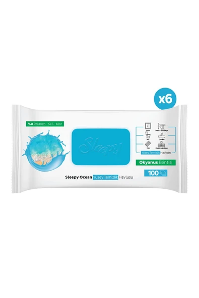 Sleepy Ocean Yüzey Temizlik Havlusu Okyanus Esintisi 6x100 (600 Yaprak) - Resim 3