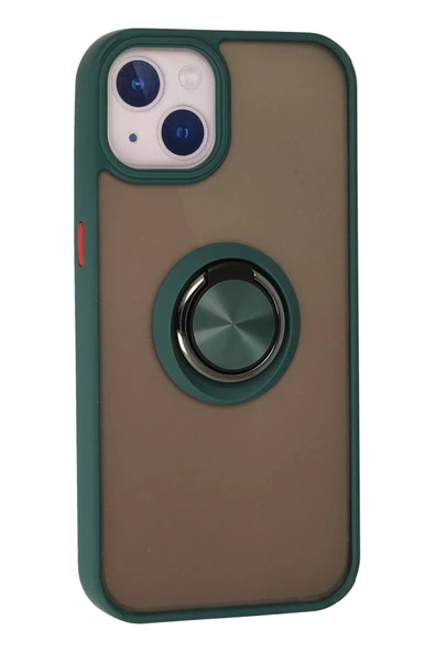 iPhone 15 Kılıf Montreal Yüzüklü Silikon Kapak - Yeşil - Resim 3