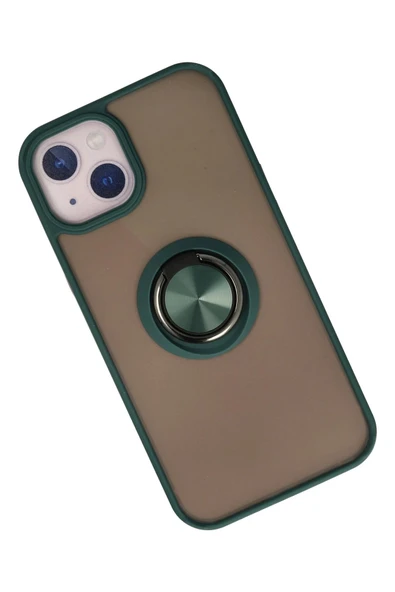 iPhone 15 Kılıf Montreal Yüzüklü Silikon Kapak - Yeşil - Resim 2