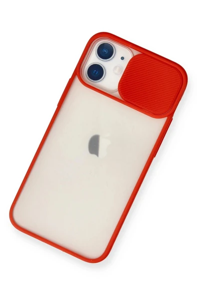 iPhone 11 Kılıf Palm Buzlu Kamera Sürgülü Silikon - Kırmızı - Resim 3