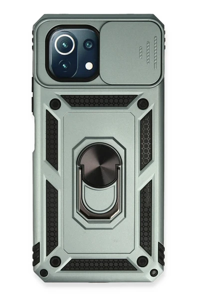Xiaomi Mİ 11 Lite Kılıf Pars Lens Yüzüklü Silikon - Yeşil ürün görseli