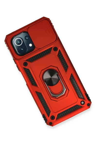 Xiaomi Mİ 11 Lite Kılıf Pars Lens Yüzüklü Silikon - Kırmızı - Resim 3