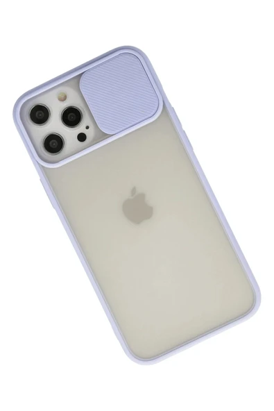 iPhone 12 Pro Max Kılıf Palm Buzlu Kamera Sürgülü Silikon - Lila - Resim 2