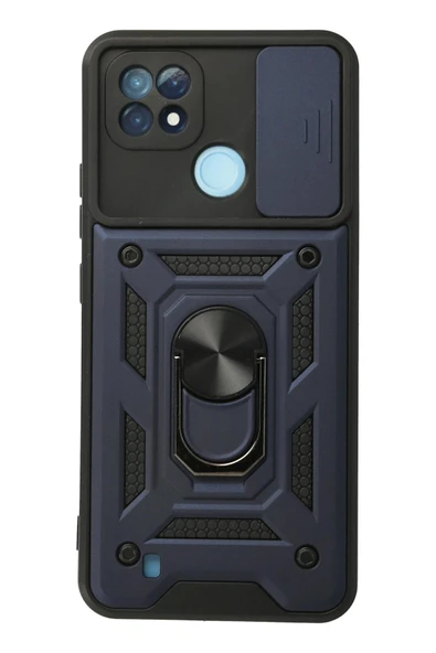 Realme C21 Kılıf Pars Lens Yüzüklü Silikon - Lacivert ürün görseli