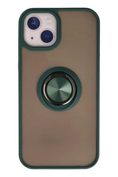 iPhone 15 Kılıf Montreal Yüzüklü Silikon Kapak - Yeşil ürün görseli