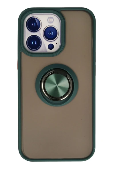 iPhone 15 Pro Kılıf Montreal Yüzüklü Silikon Kapak - Yeşil ürün görseli