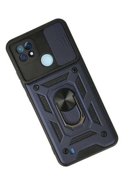 Realme C21 Kılıf Pars Lens Yüzüklü Silikon - Lacivert - Resim 2