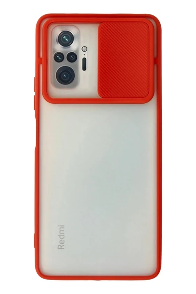 Xiaomi Redmi Note 10 Pro Kılıf Palm Buzlu Kamera Sürgülü Silikon - Kırmızı ürün görseli