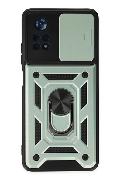 Xiaomi Poco X4 Pro 5G Kılıf Pars Lens Yüzüklü Silikon - Yeşil ürün görseli