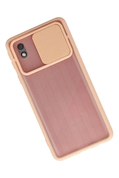 Samsung Galaxy A01 Core Kılıf Palm Buzlu Kamera Sürgülü Silikon - Pembe - Resim 2