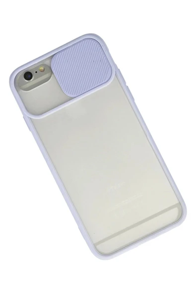 iPhone 6 Kılıf Palm Buzlu Kamera Sürgülü Silikon - Lila - Resim 2