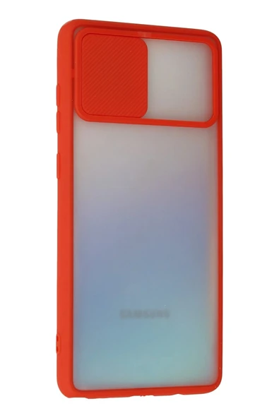 Samsung Galaxy A81 / Note 10 Lite Kılıf Palm Buzlu Kamera Sürgülü Silikon - Kırmızı - Resim 3