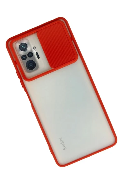 Xiaomi Redmi Note 10 Pro Kılıf Palm Buzlu Kamera Sürgülü Silikon - Kırmızı - Resim 2