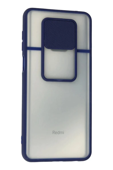 Xiaomi Redmi Note 9 Pro Kılıf Palm Buzlu Kamera Sürgülü Silikon - Lacivert - Resim 3