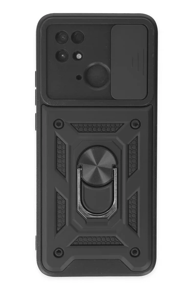 Xiaomi Redmi 10C Kılıf Pars Lens Yüzüklü Silikon - Siyah ürün görseli