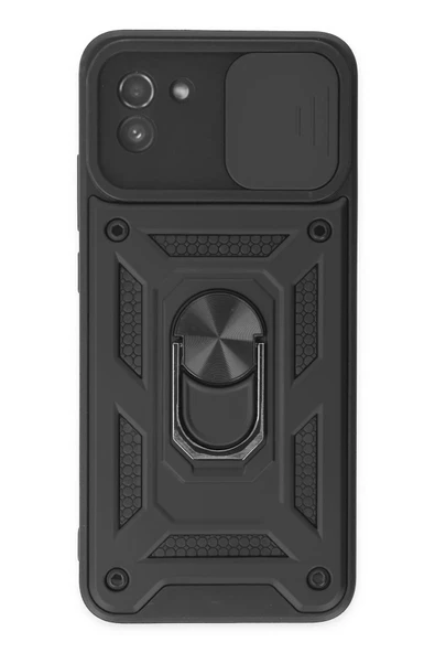 Samsung Galaxy A03 Kılıf Pars Lens Yüzüklü Silikon - Siyah ürün görseli