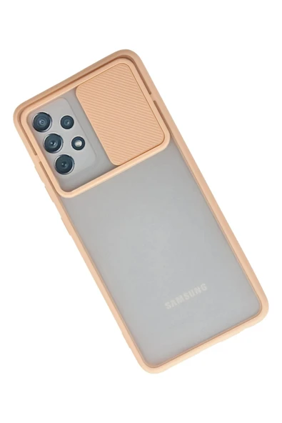 Samsung Galaxy A72 Kılıf Palm Buzlu Kamera Sürgülü Silikon - Pembe - Resim 2