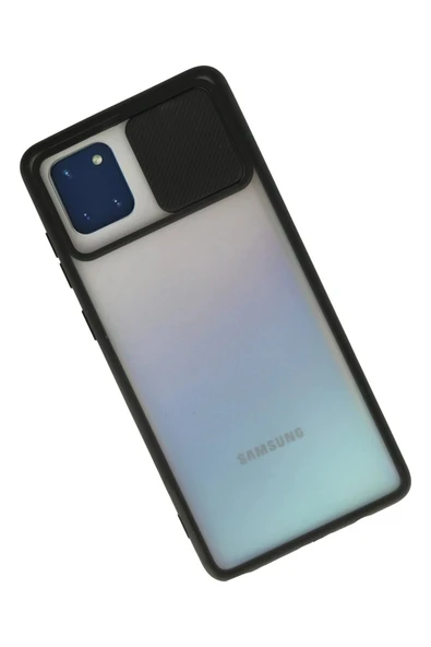 Samsung Galaxy A81 / Note 10 Lite Kılıf Palm Buzlu Kamera Sürgülü Silikon - Siyah - Resim 2