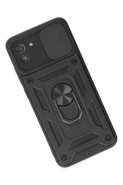 Samsung Galaxy A03 Kılıf Pars Lens Yüzüklü Silikon - Siyah - Resim 3