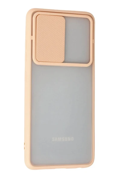 Samsung Galaxy A72 Kılıf Palm Buzlu Kamera Sürgülü Silikon - Pembe - Resim 3