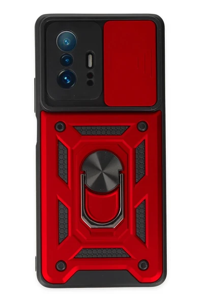Xiaomi Mi 11T Pro Kılıf Pars Lens Yüzüklü Silikon - Kırmızı ürün görseli