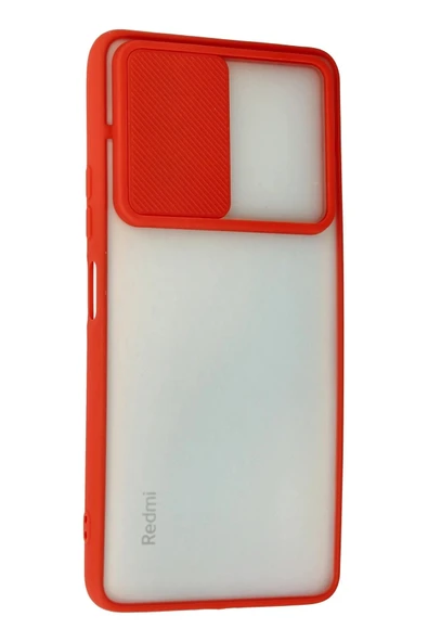 Xiaomi Redmi Note 10 Pro Kılıf Palm Buzlu Kamera Sürgülü Silikon - Kırmızı - Resim 3