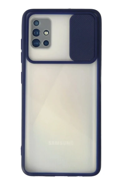 Samsung Galaxy A71 Kılıf Palm Buzlu Kamera Sürgülü Silikon - Lacivert ürün görseli