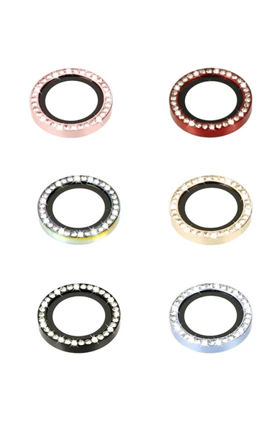 iPhone 14 Diamond Kamera Lens - Kırmızı - Resim 2
