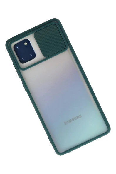 Samsung Galaxy A81 / Note 10 Lite Kılıf Palm Buzlu Kamera Sürgülü Silikon - Yeşil - Resim 2