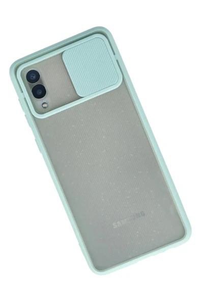 Samsung Galaxy A02 Kılıf Palm Buzlu Kamera Sürgülü Silikon - Turkuaz - Resim 2