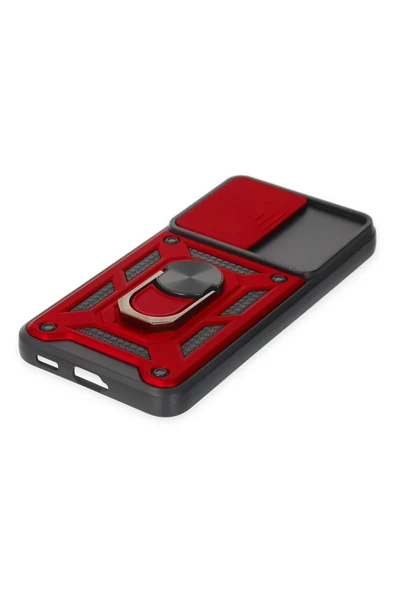 Samsung Galaxy S22 Kılıf Pars Lens Yüzüklü Silikon - Kırmızı - Resim 5