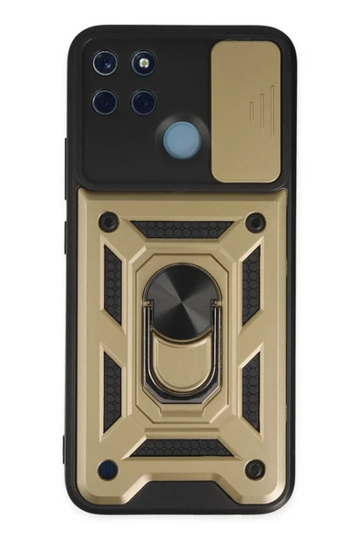 Realme C25Y Kılıf Pars Lens Yüzüklü Silikon - Gold ürün görseli