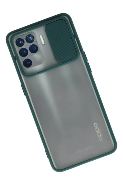 Oppo Reno 5 Lite Kılıf Palm Buzlu Kamera Sürgülü Silikon - Yeşil - Resim 2