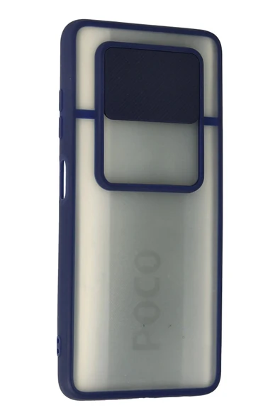 Xiaomi Pocophone X3 Kılıf Palm Buzlu Kamera Sürgülü Silikon - Lacivert - Resim 3