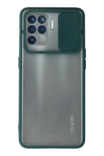 Oppo Reno 5 Lite Kılıf Palm Buzlu Kamera Sürgülü Silikon - Yeşil ürün görseli