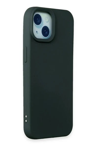 iPhone 15 Kılıf Nano içi Kadife Silikon - Koyu Yeşil - Resim 2