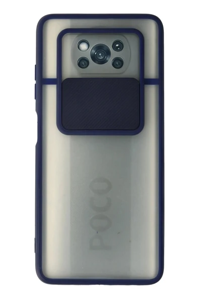 Xiaomi Pocophone X3 Kılıf Palm Buzlu Kamera Sürgülü Silikon - Lacivert ürün görseli