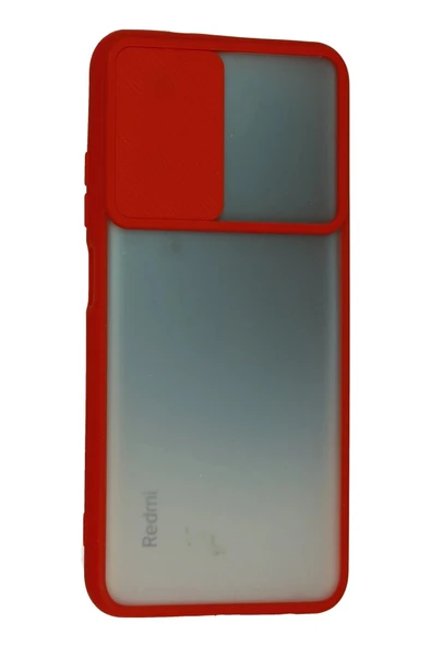 Xiaomi Redmi Note 10 Kılıf Palm Buzlu Kamera Sürgülü Silikon - Kırmızı - Resim 2