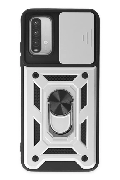 Xiaomi Redmi Note 9 4G Kılıf Pars Lens Yüzüklü Silikon - Gümüş ürün görseli