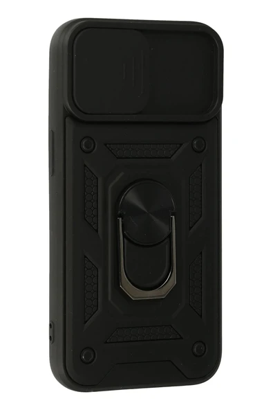 iPhone 15 Kılıf Pars Lens Yüzüklü Silikon - Siyah - Resim 2