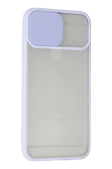 iPhone 6 Kılıf Palm Buzlu Kamera Sürgülü Silikon - Lila - Resim 3