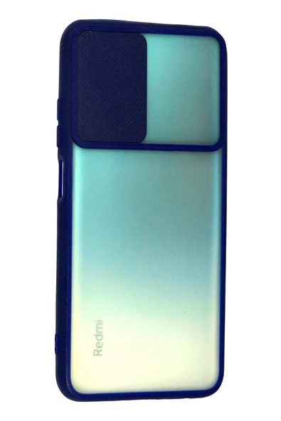 Xiaomi Redmi Note 10 Kılıf Palm Buzlu Kamera Sürgülü Silikon - Lacivert - Resim 2