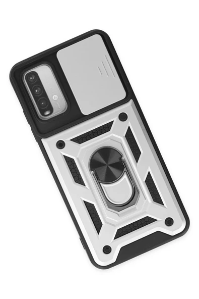 Xiaomi Redmi Note 9 4G Kılıf Pars Lens Yüzüklü Silikon - Gümüş - Resim 3