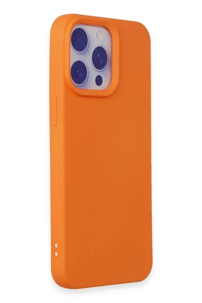 iPhone 15 Pro Max Kılıf Nano içi Kadife Silikon - Turuncu - Resim 3