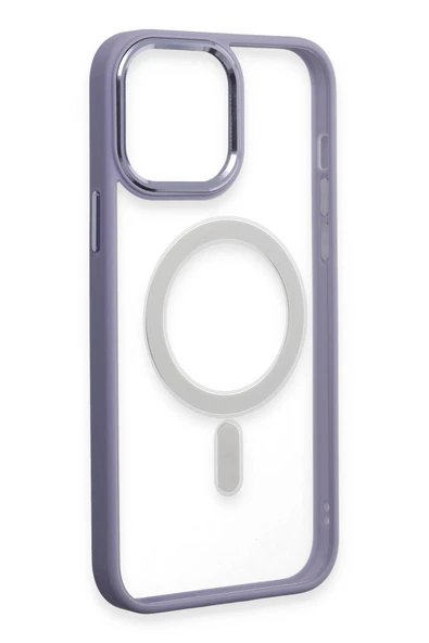 iPhone 15 Pro Max Kılıf Room Magneticsafe Silikon - Lila - Resim 4