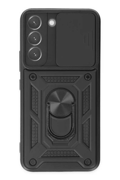 Samsung Galaxy S22 Kılıf Pars Lens Yüzüklü Silikon - Siyah ürün görseli