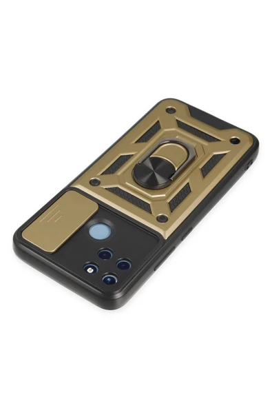 Realme C25Y Kılıf Pars Lens Yüzüklü Silikon - Gold - Resim 4