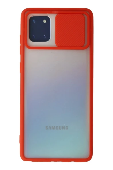 Samsung Galaxy A81 / Note 10 Lite Kılıf Palm Buzlu Kamera Sürgülü Silikon - Kırmızı ürün görseli