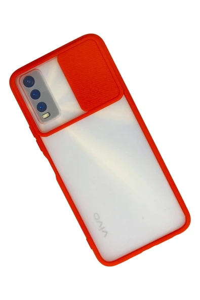 Vivo Y11S Kılıf Palm Buzlu Kamera Sürgülü Silikon - Kırmızı ürün görseli