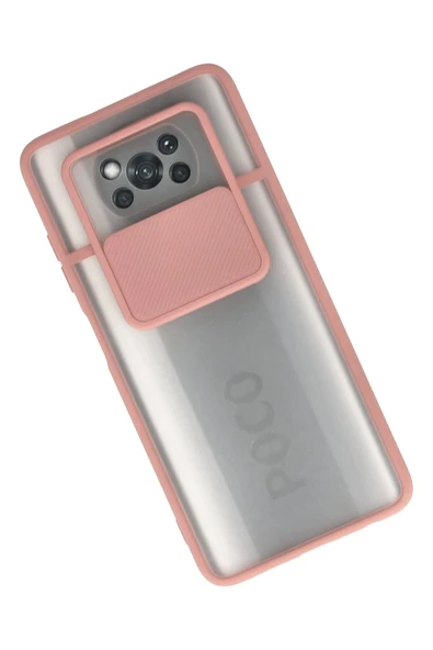 Xiaomi Pocophone X3 Kılıf Palm Buzlu Kamera Sürgülü Silikon - Pembe - Resim 2